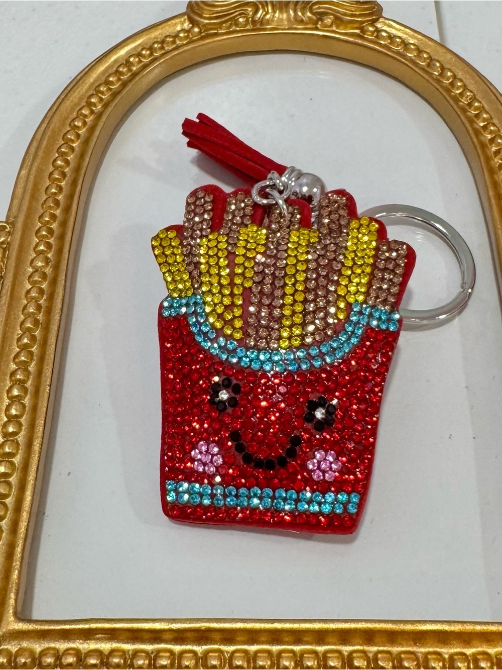 New Red Rhinestone Fries Keychain - Picture 2 of 4
